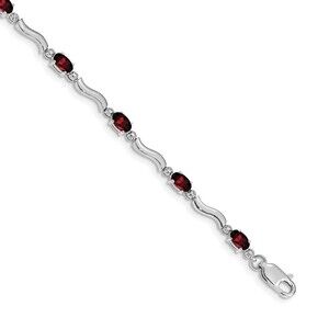 14k White Gold Fancy Diamond & Garnet Bracelet